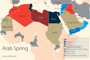 Map of Arab Spring countries